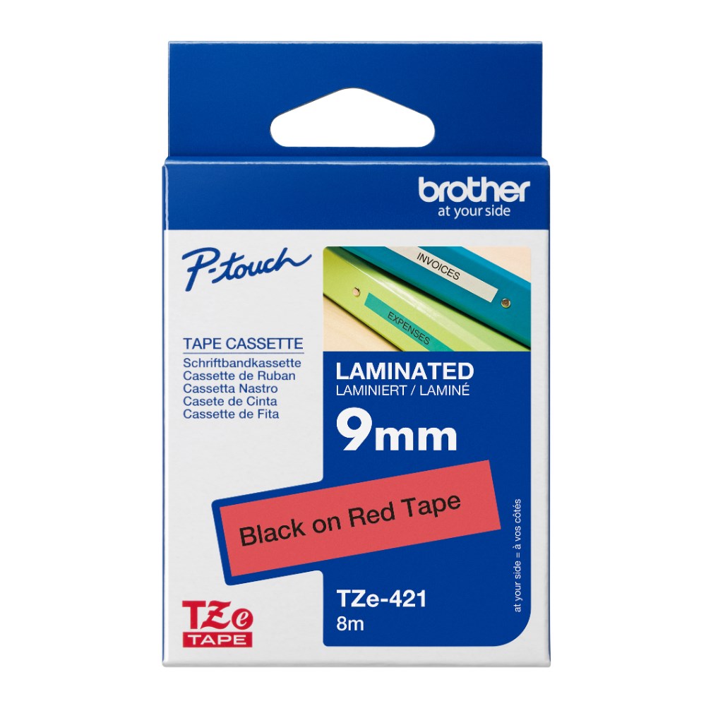 Brother TZE-421 P-Touch Tape 9mmx8m Black on Red