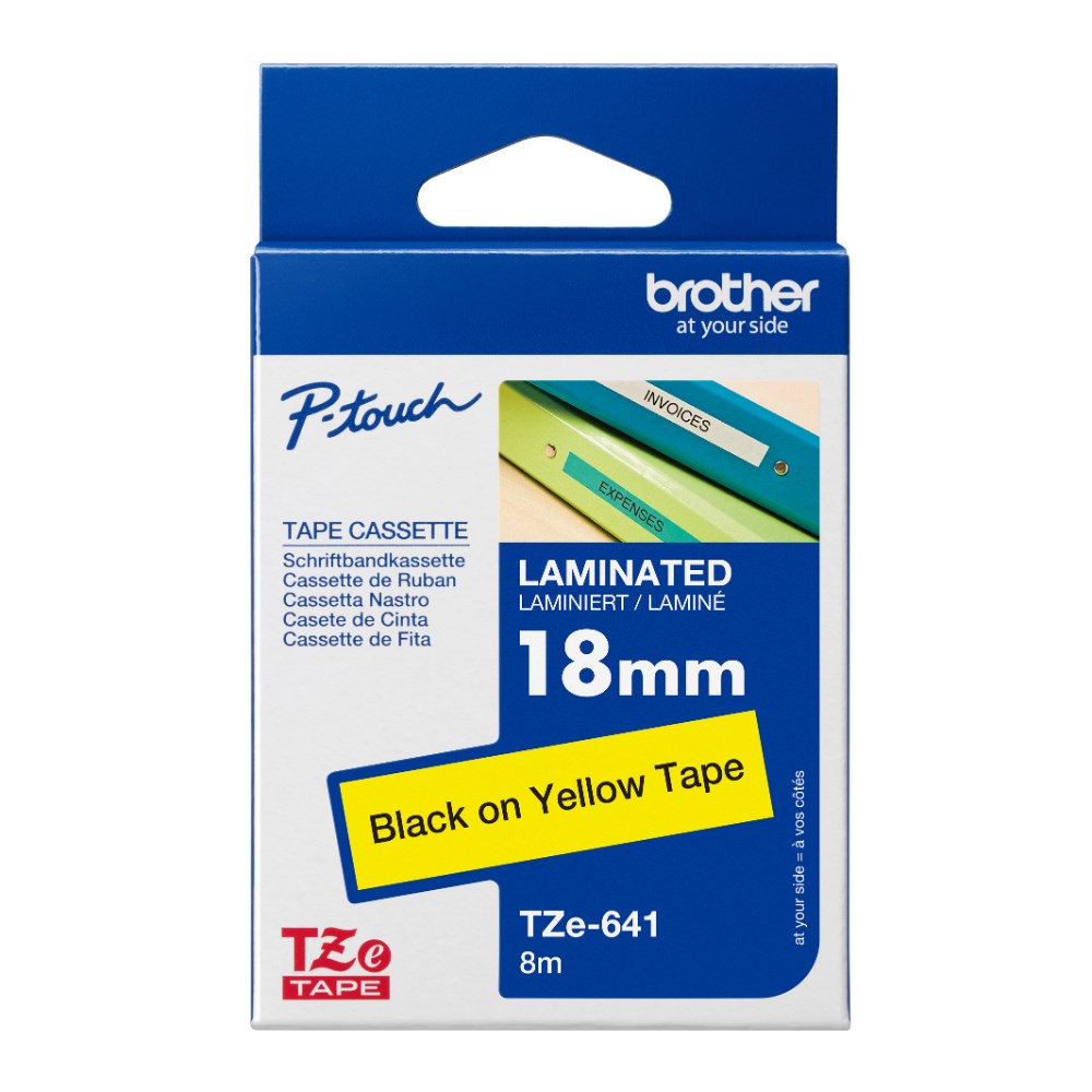 Brother TZE-641 P-Touch Tape 18mmx8m Black on Yellow