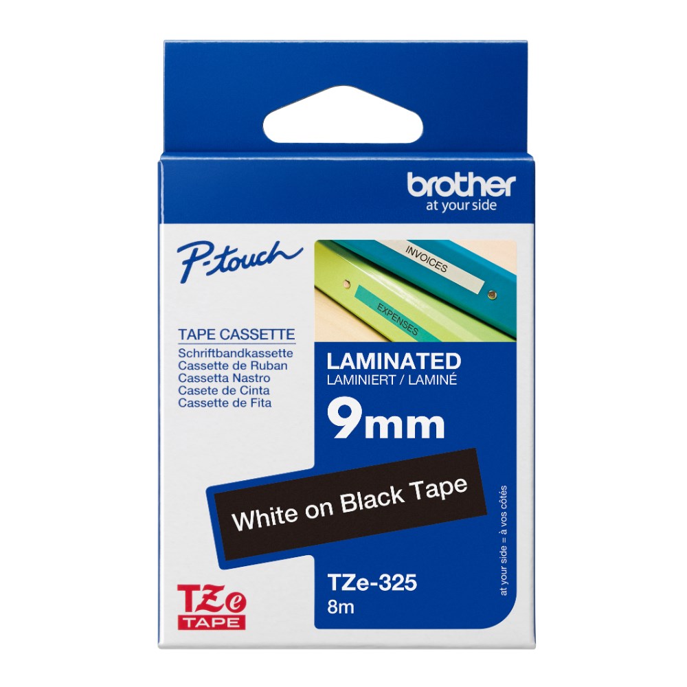 Brother TZE-325 P-Touch Tape 9mmx8m White on Black
