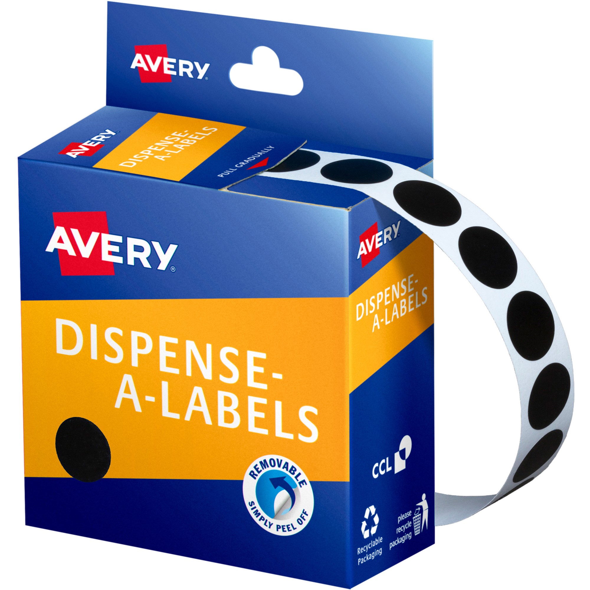 Avery Removable Dispenser Labels 14mm Round Black Pack  Of 1050