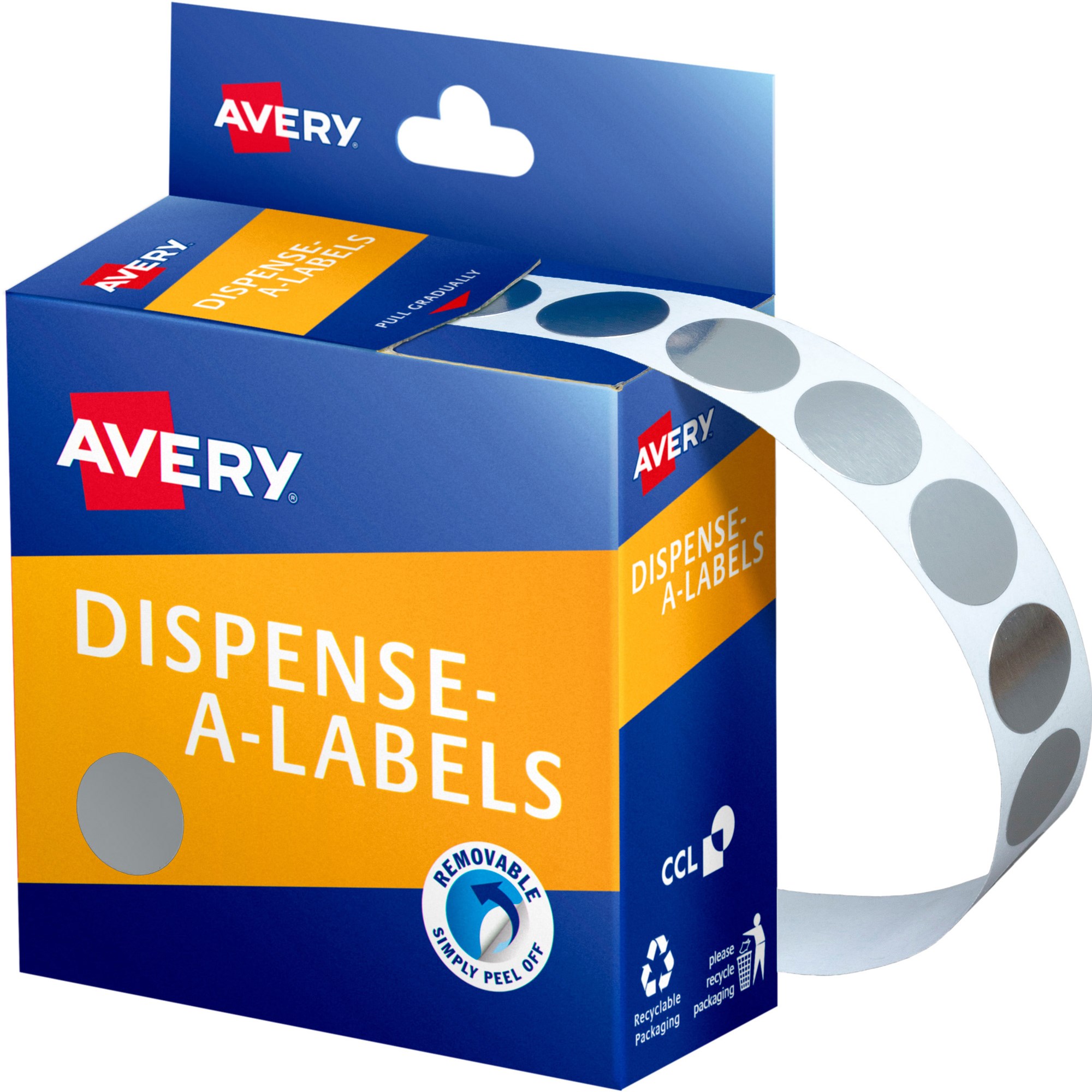 Avery Removable Dispenser Labels 14mm Round Silver Pack  Of 500