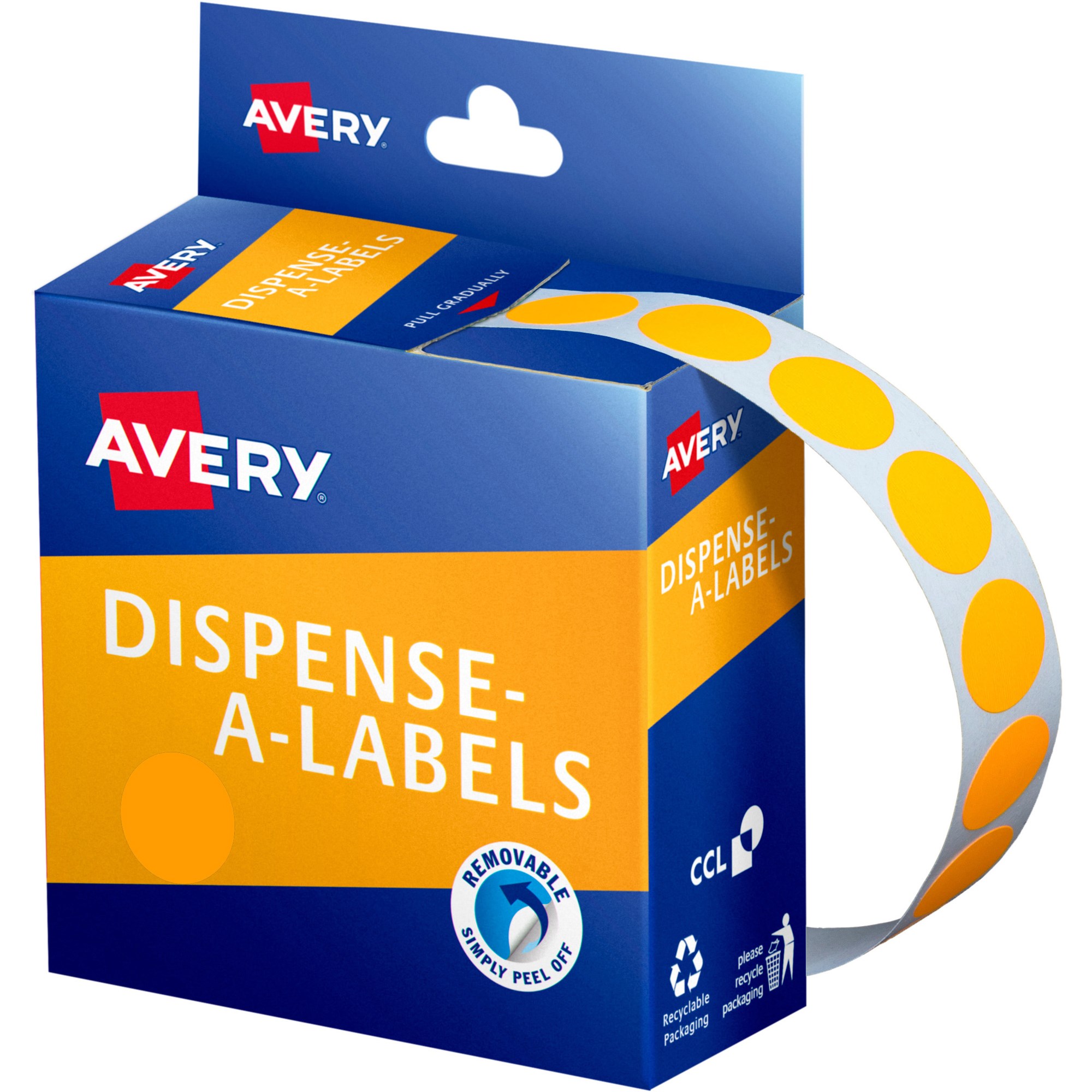 Avery Removable Dispenser Labels 14mm Round Fluoro Orange Pack  Of 700