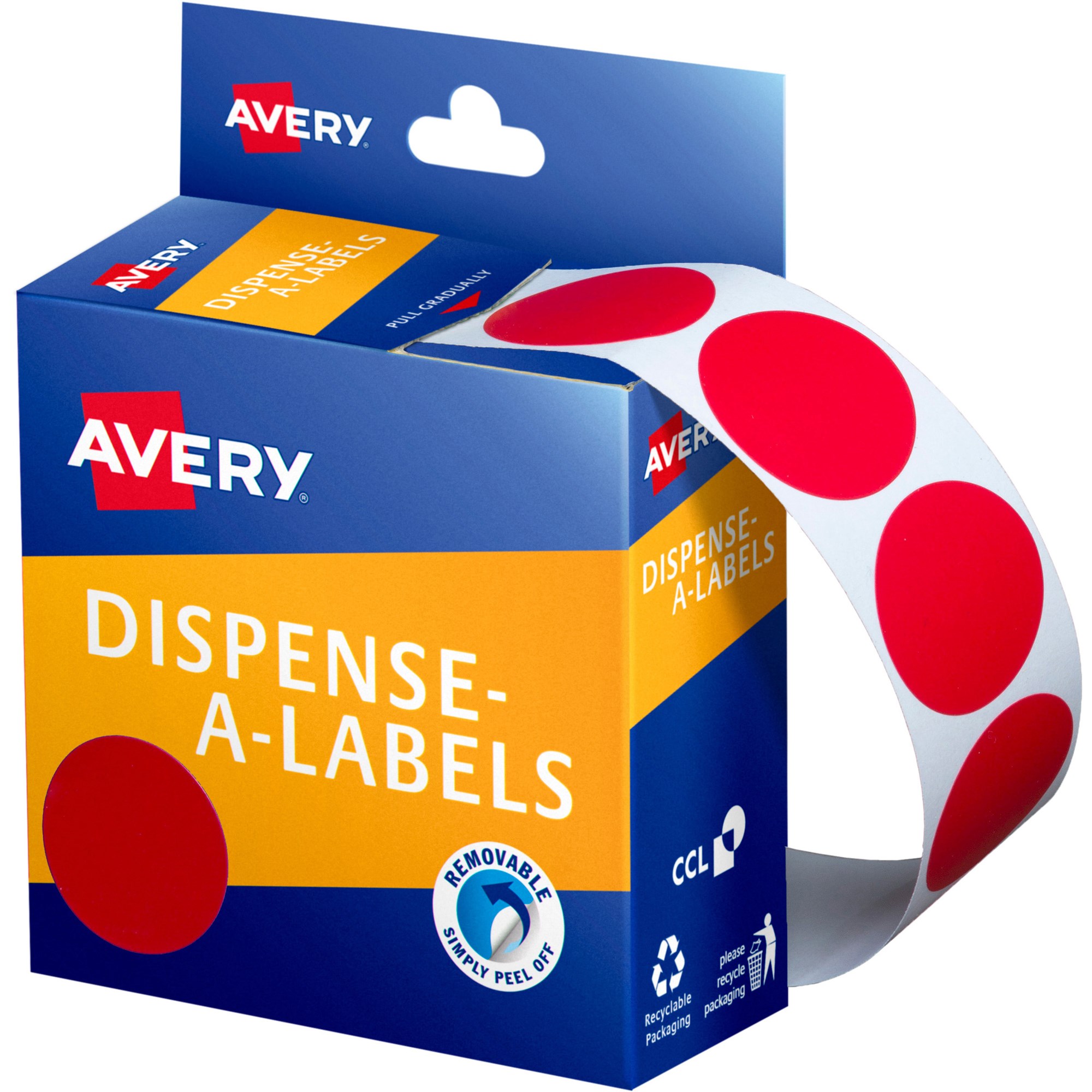 Avery Removable Dispenser Labels 24mm Round Red Pack  Of 500
