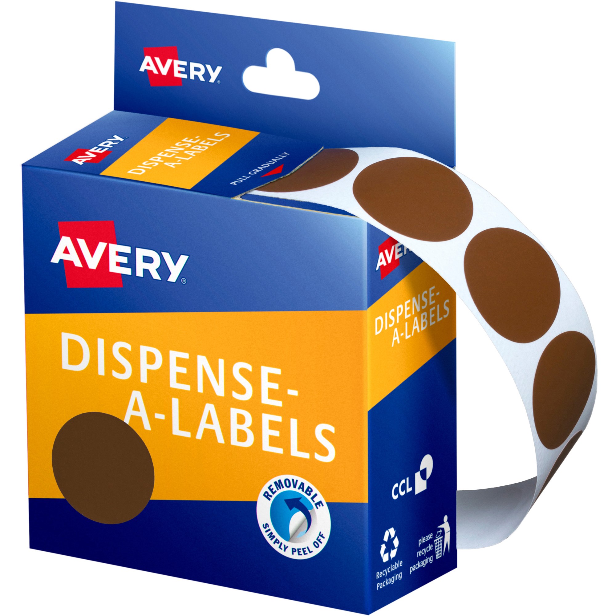Avery Removable Dispenser Labels 24mm Round Brown Pack  of 500
