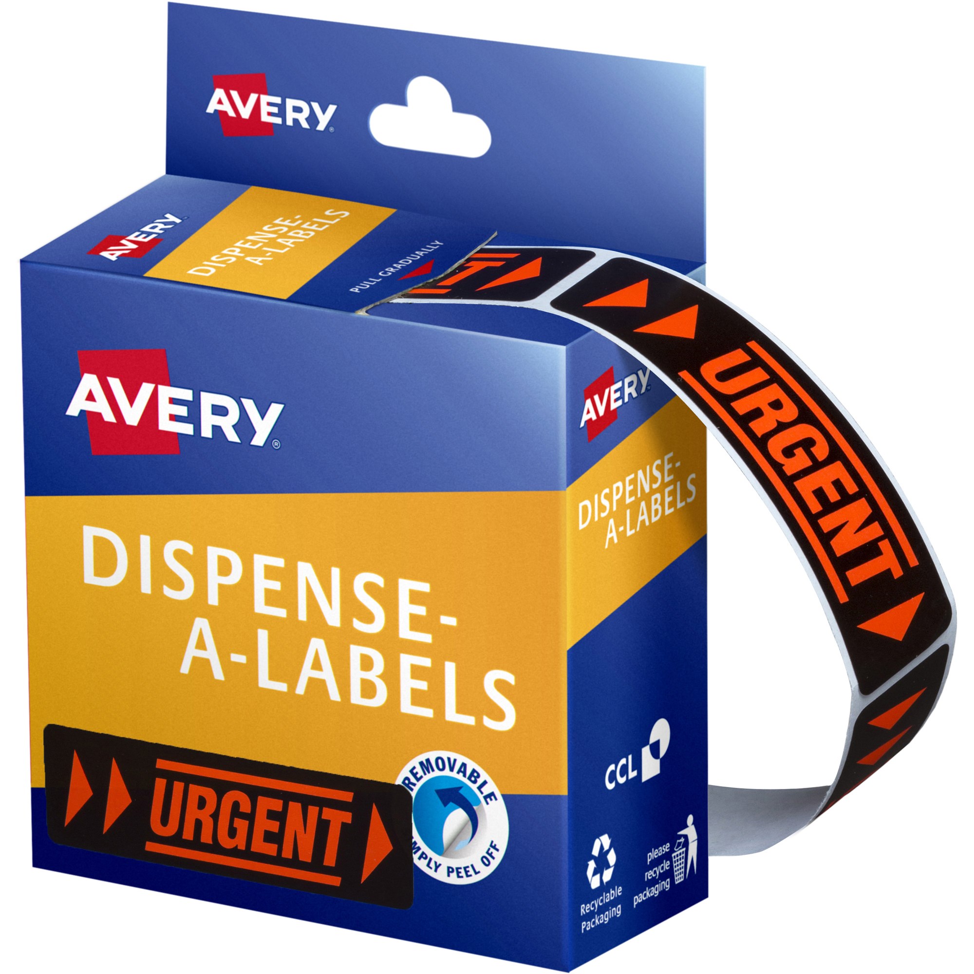 Avery Removable Dispenser Labels 19x64mm Urgent Fluoro Red Pack  Of 125