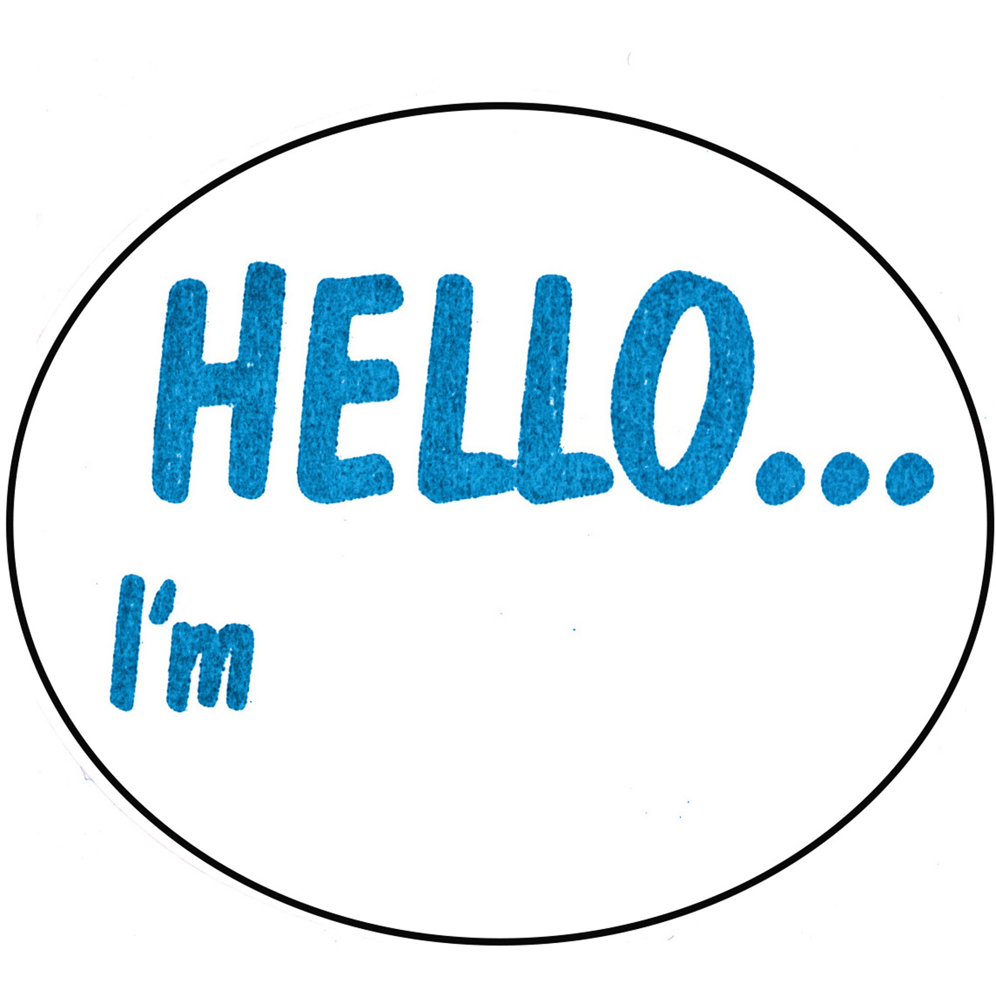 Avery Dispenser Labels 58x43mm Oval Hello I'm Blue Pack  Of 100