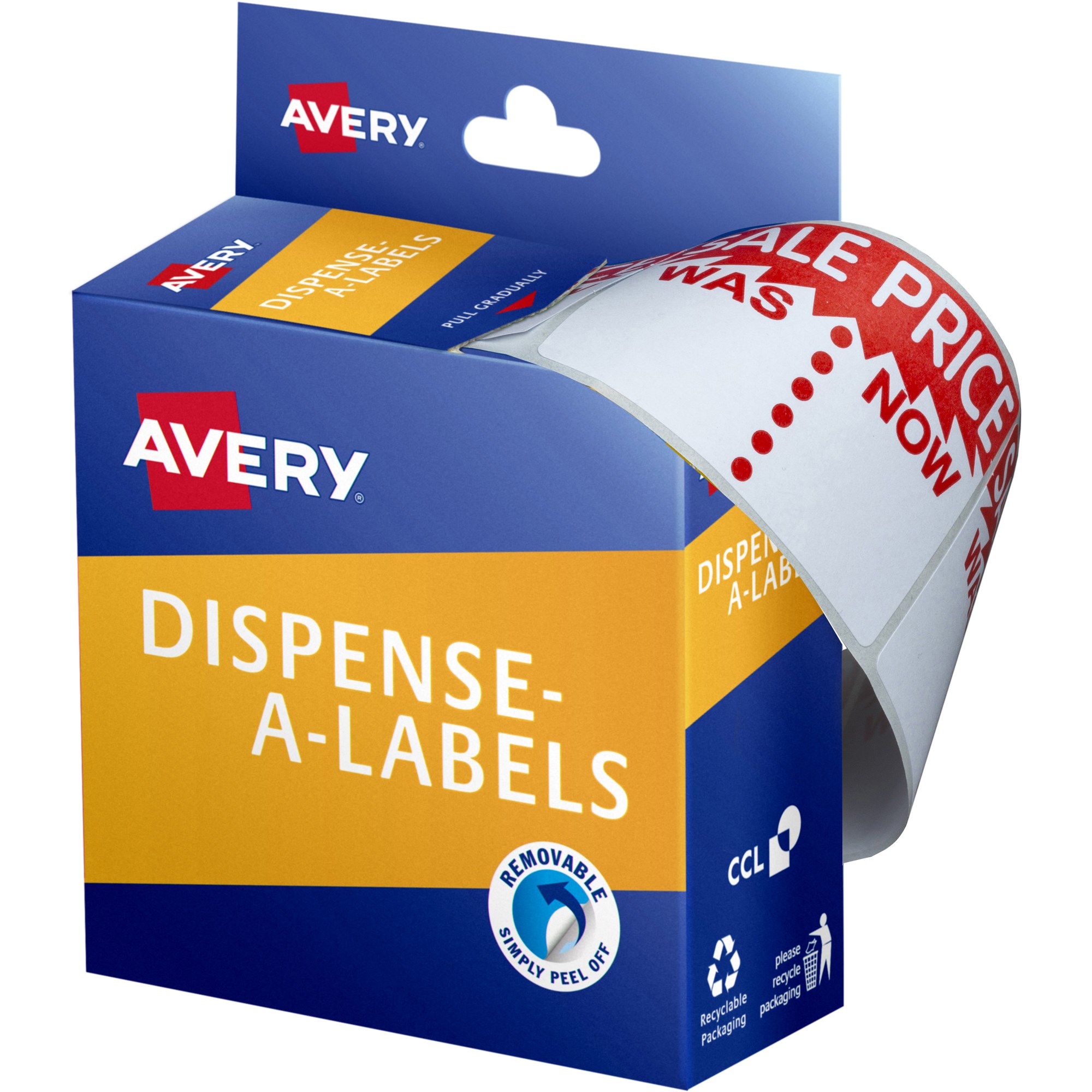 Avery Removable Dispenser Labels 44x63mm Sale Was/Now Red on White Pack  of 400