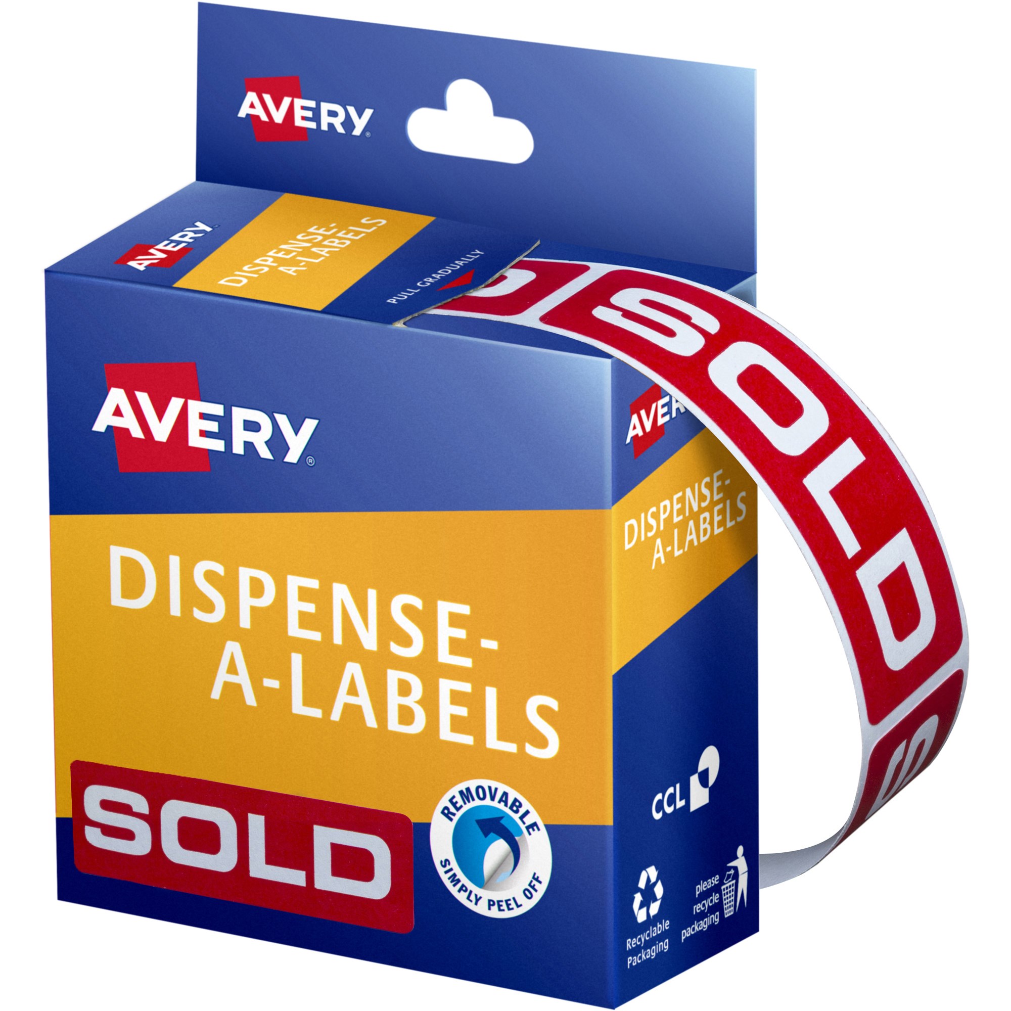 Avery Removable Dispenser Labels 19x64mm Sold White On Red Pack  Of 250