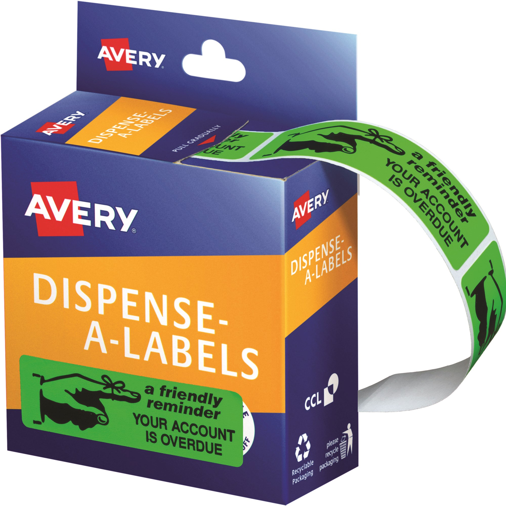 Avery Removable Dispenser Labels 19x64mm Friendly Reminder Green Pack  Of 125