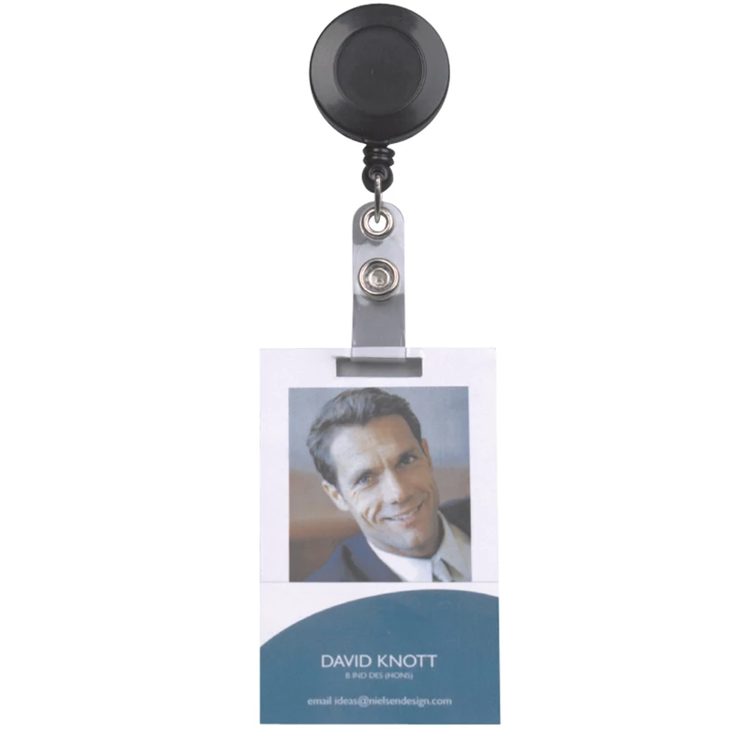 Rexel ID Card Holder Retractable With Strap 75cm Black
