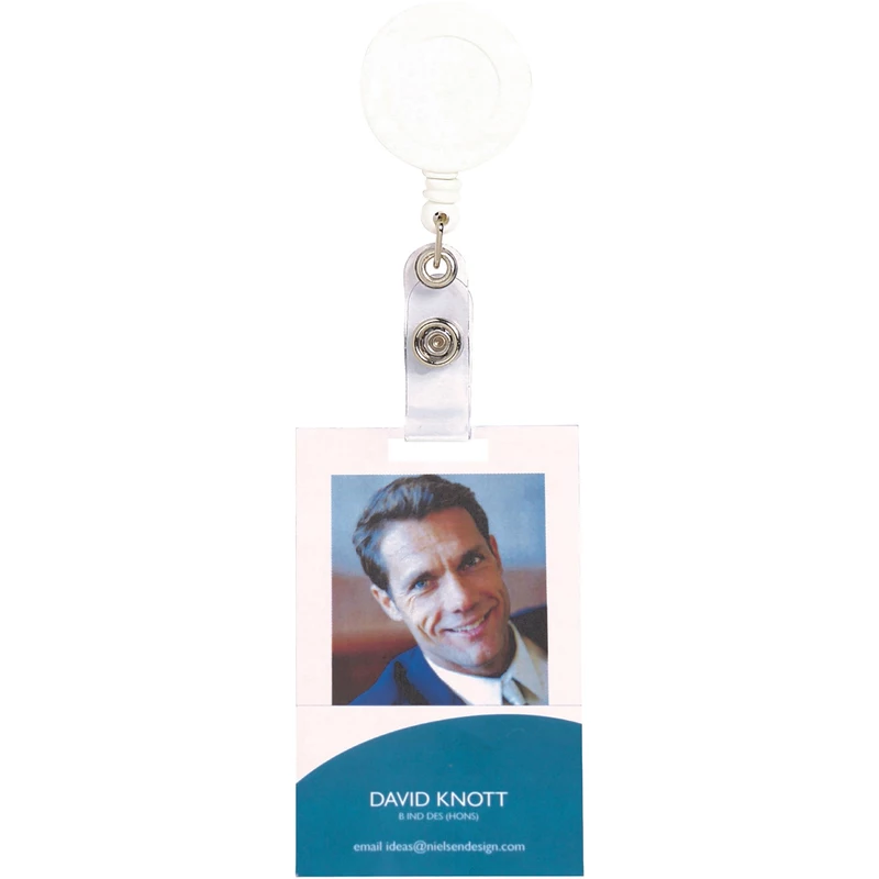 Rexel ID Card Holder Retractable With Strap 75cm White