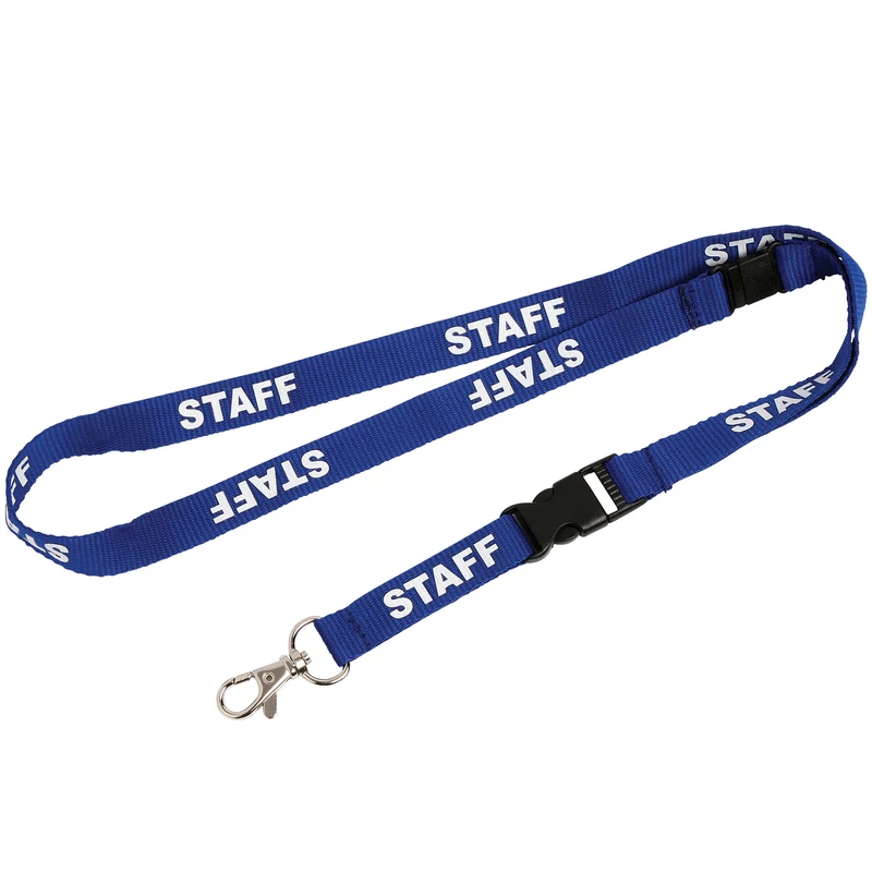 Rexel Pre-Printed ID Lanyards Staff With Breakaway Safety Clip Blue Pack Of 5