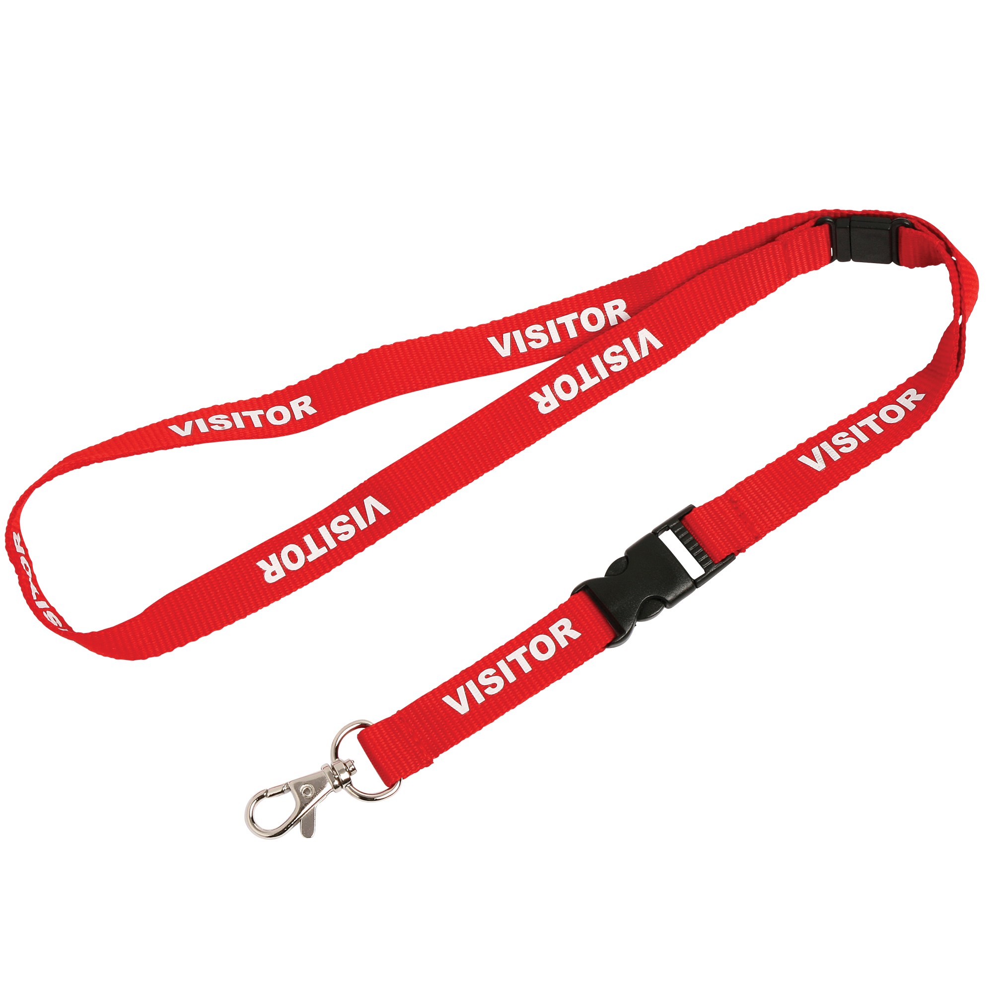 Rexel Pre-Printed ID Lanyards Visitor With Breakaway Safety Clip Red Pack  Of 5