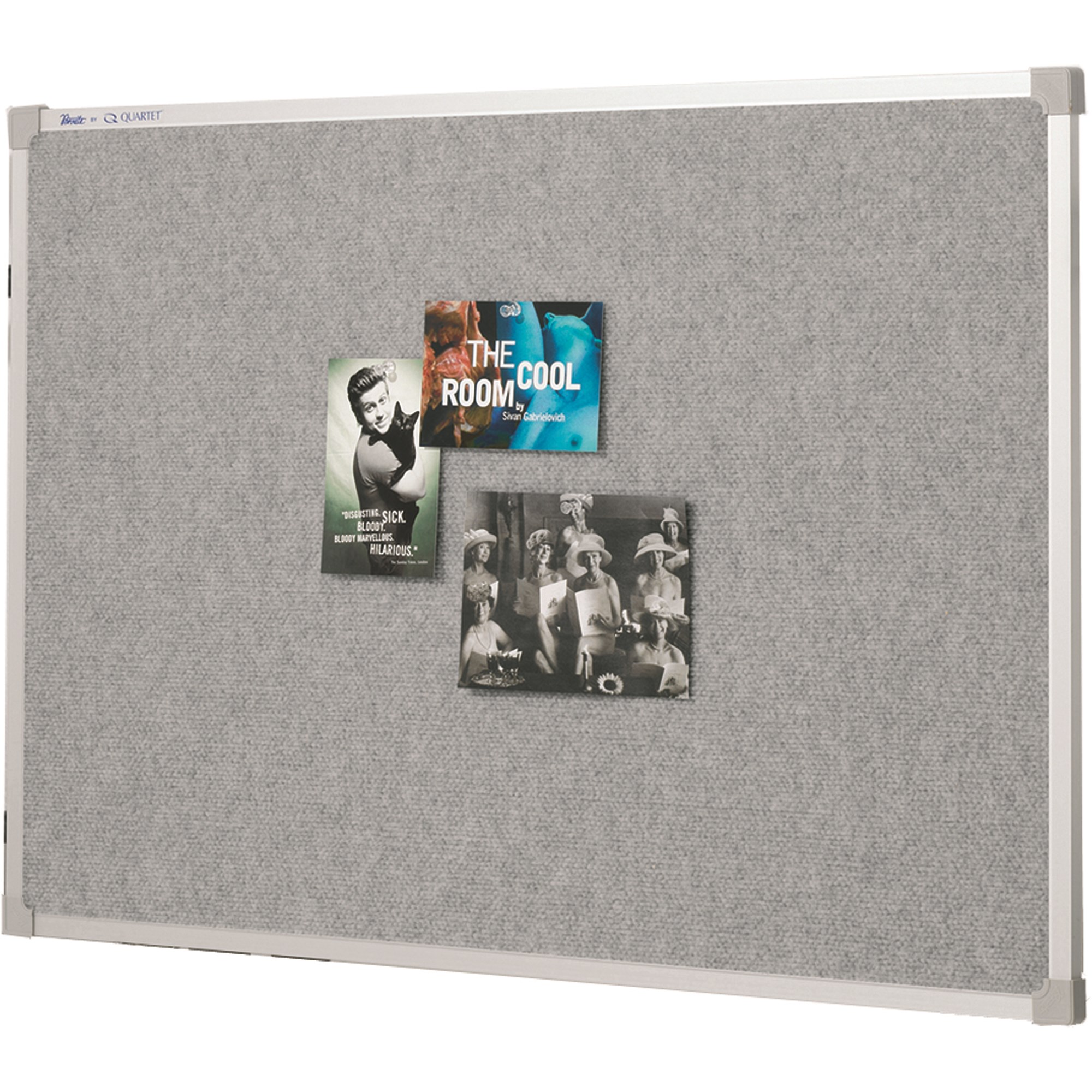 Quartet Penrite Fabric Bulletin Board 900 x 600mm Aluminium Frame Grey/Silver