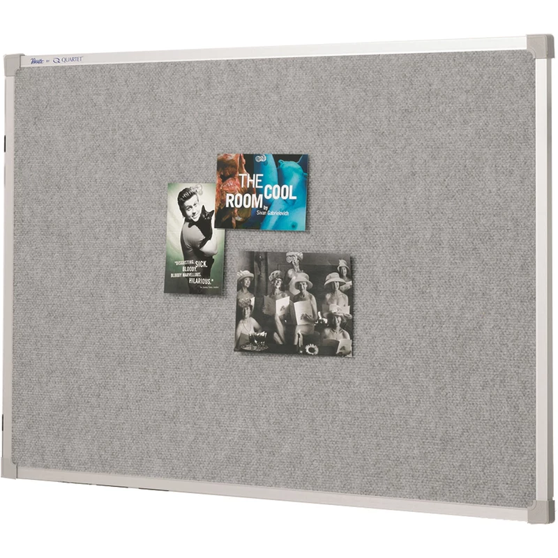 Quartet Penrite Fabric Bulletin Board 900 x 600mm Aluminium Frame Grey/Silver