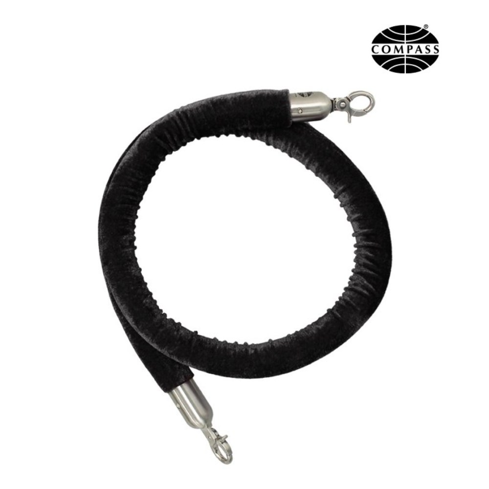 Compass Velvet Rope With Clips 1.5m Black