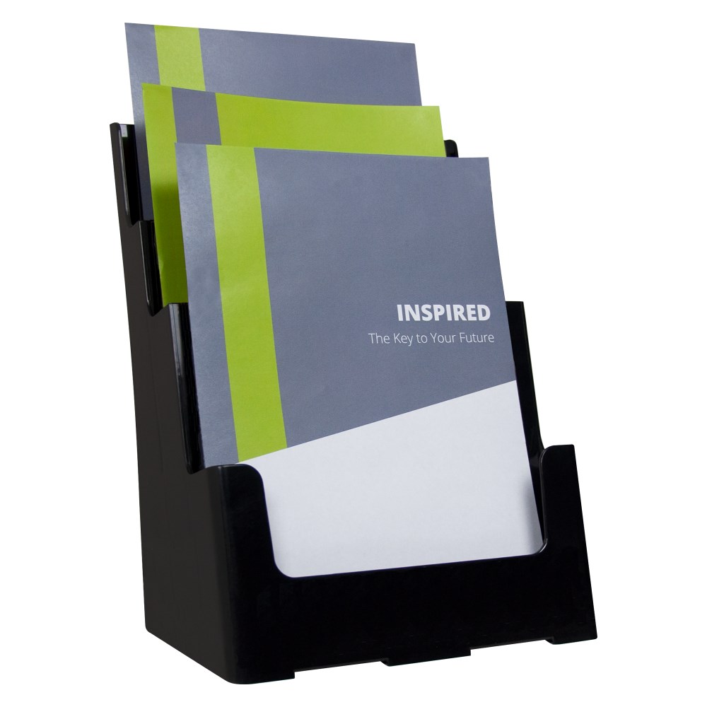 Deflecto Brochure Holder A4 Sustainable Office 3 Tier 60% Recycled Black