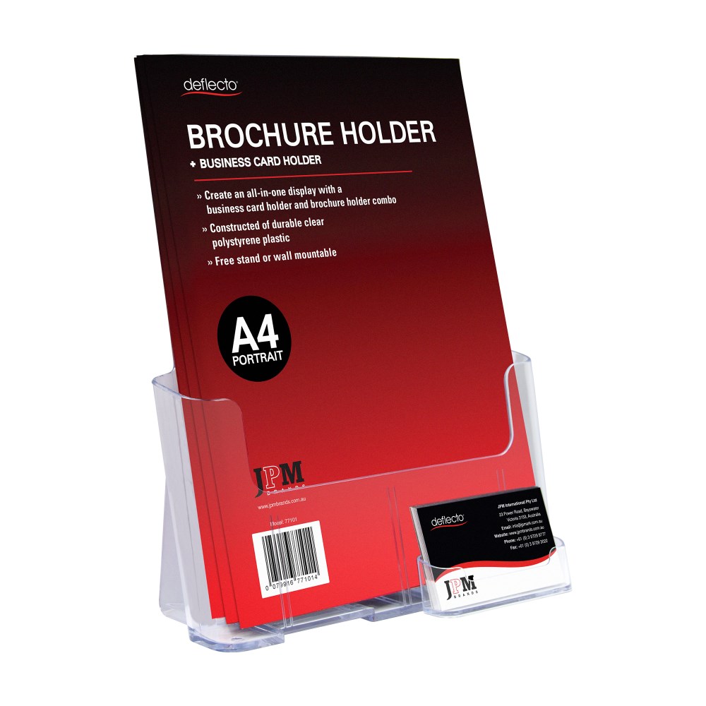 Deflecto Brochure Holder A4 Free Standing Or Wall Mount With Business Card Holder
