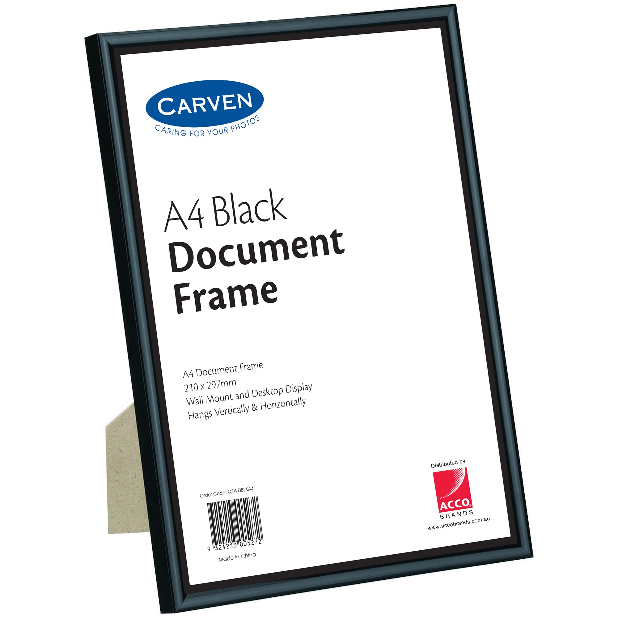 Carven Certificate Frame A4 Wall Mountable Black