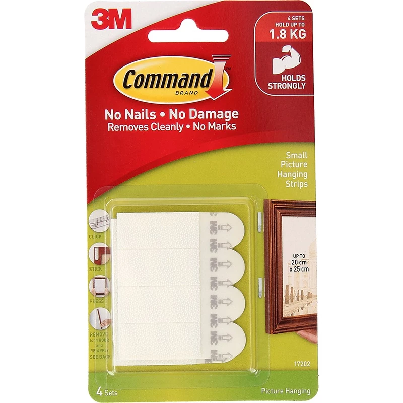 Command 17202 Picture Hanging Strip Small Set Of 4 White