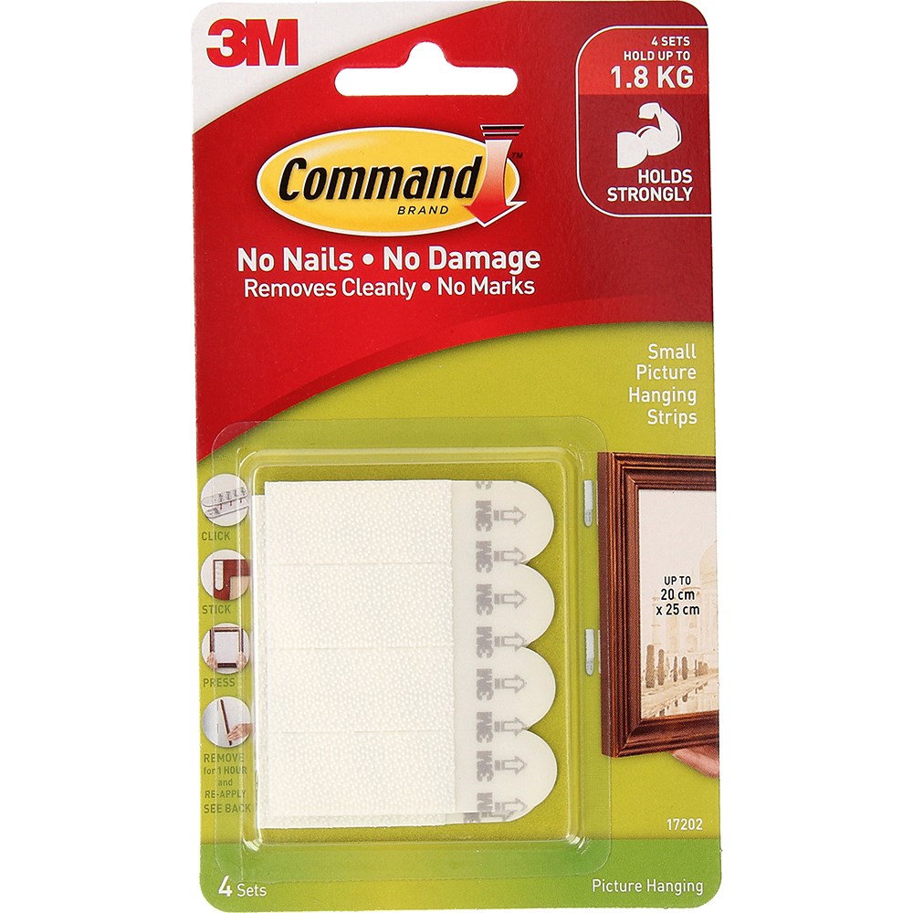Command 17202 Picture Hanging Strip Small Set Of 4 White