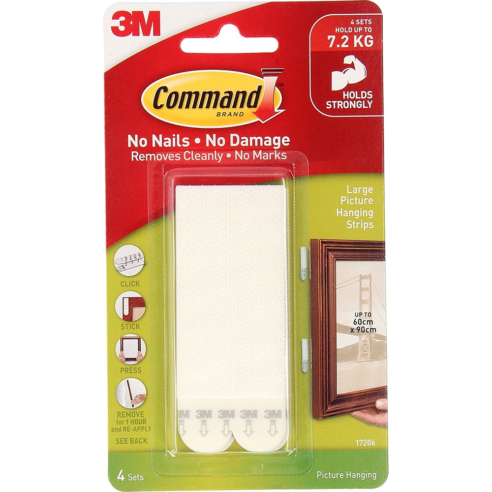 Command 17206 Picture Hanging Strips Large Sets Of 4 White
