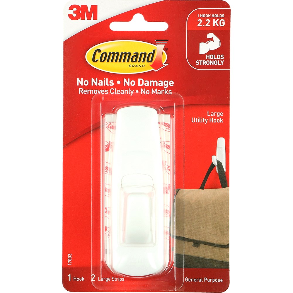 Command 17003 General Purpose Hooks Large Single White