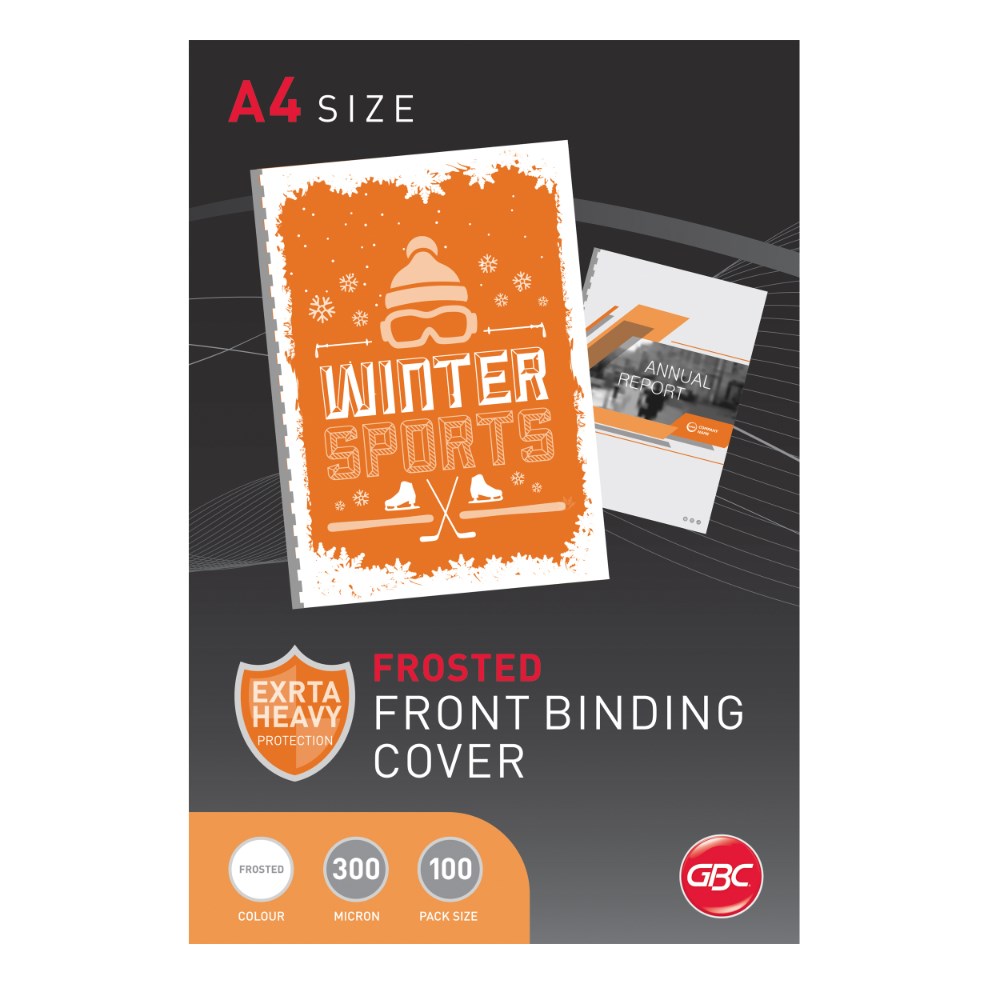 GBC Binding Cover A4 300 Micron Pack  Of 100 Clear Frosted