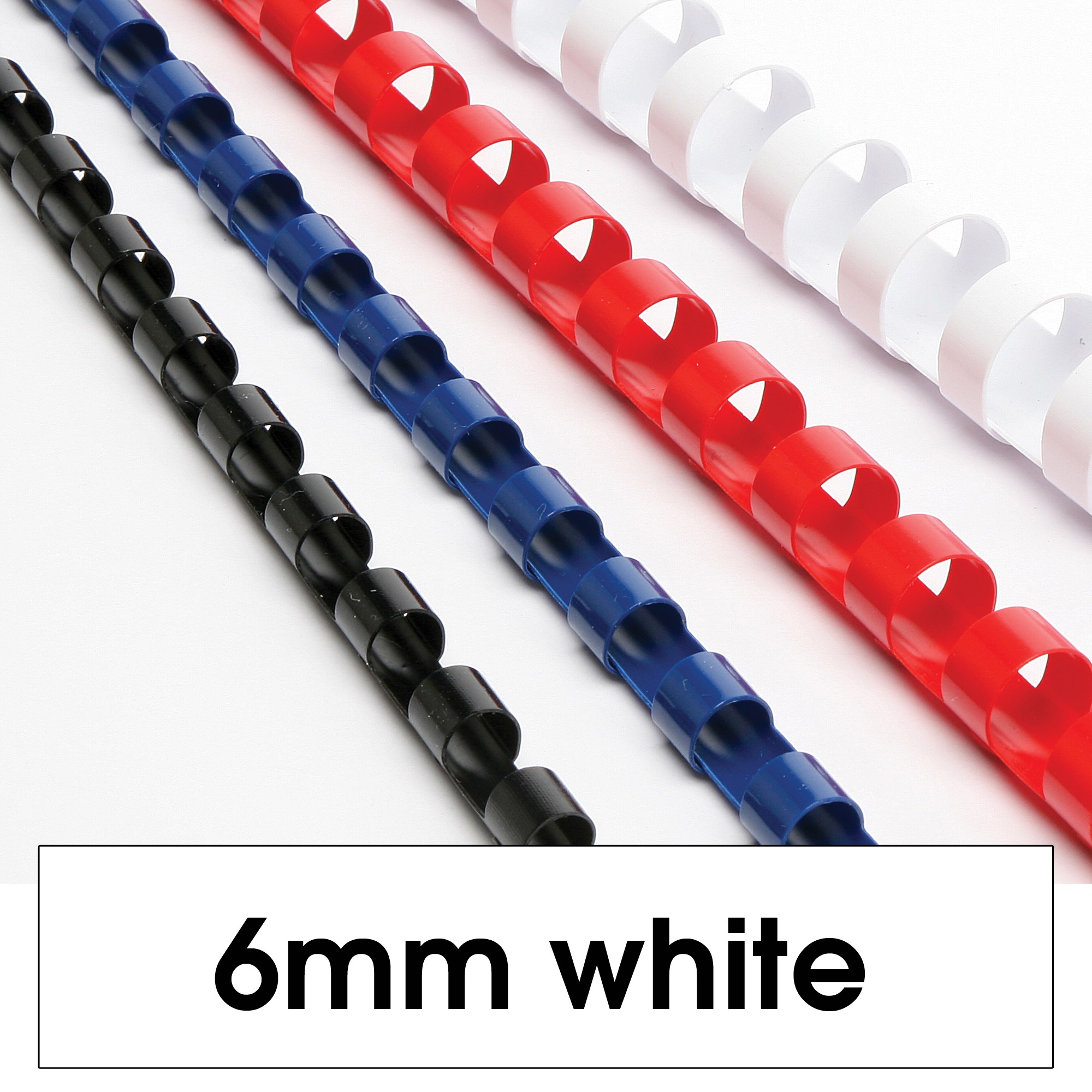 Rexel Plastic Binding Comb 6mm 21 Loop 25 Sheet Capacity White Pack  Of 100