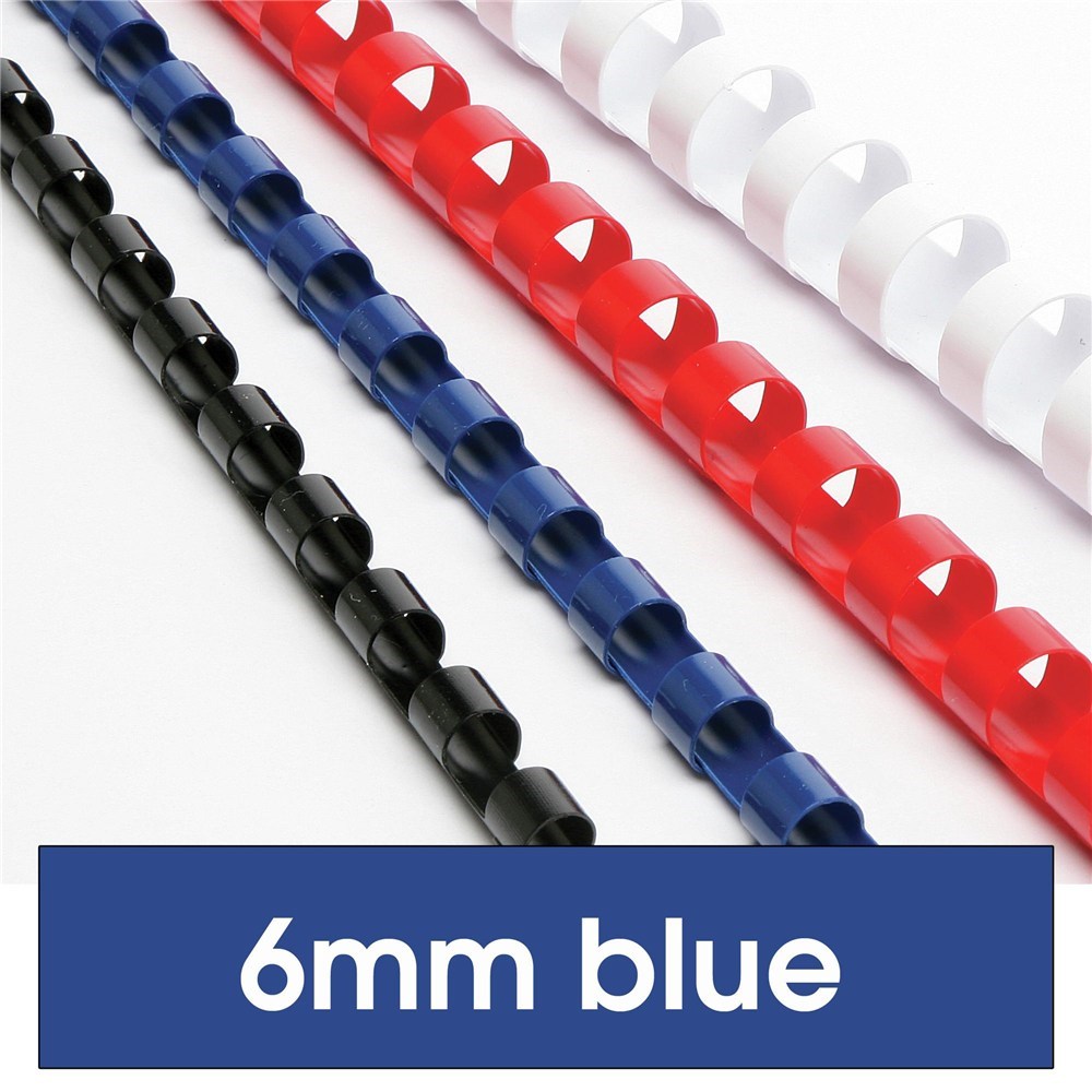 Rexel Plastic Binding Comb 6mm 21 Loop 25 Sheet Capacity Blue Pack  Of 100