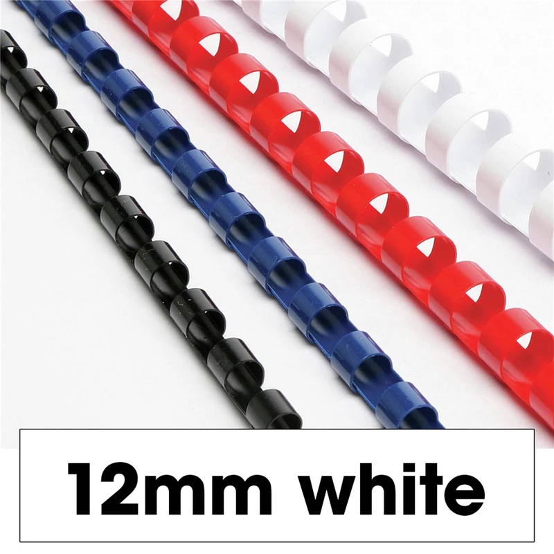 Rexel Plastic Binding Comb 12.5mm 21 Loop 90 Sheets Capacity White Pack  Of 100