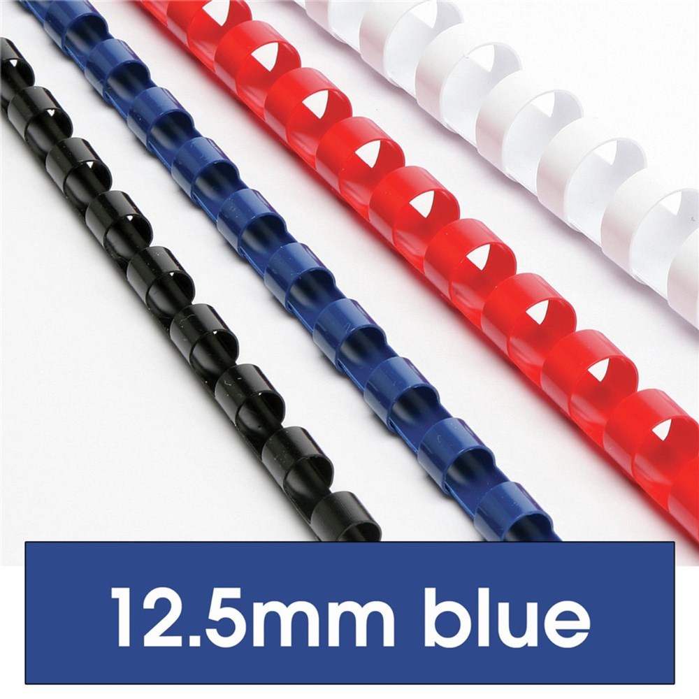 Rexel Plastic Binding Comb 12.5mm 21 Loop 90 Sheets Capacity Blue Pack  Of 100