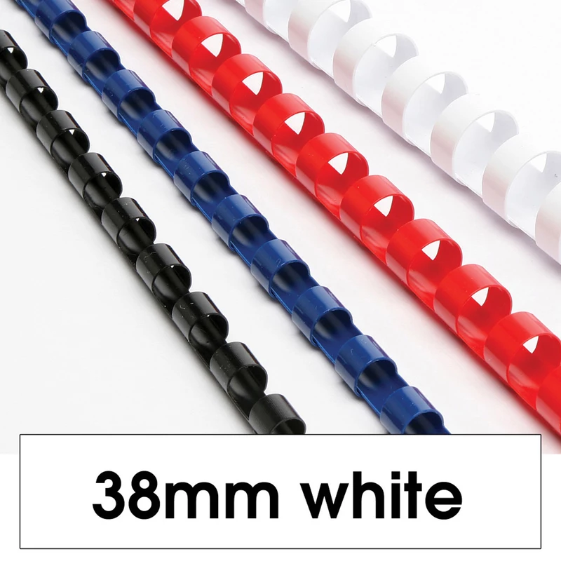 Rexel Plastic Binding Comb 38mm 21 Loop 330 Sheets Capacity White Pack  Of 50