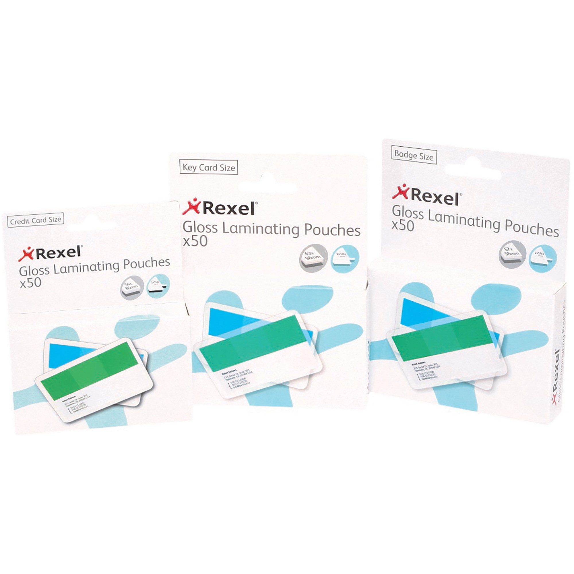 Rexel Laminating Pouches Badge Card 67 x 98mm 180 Micron Gloss Pack  Of 50