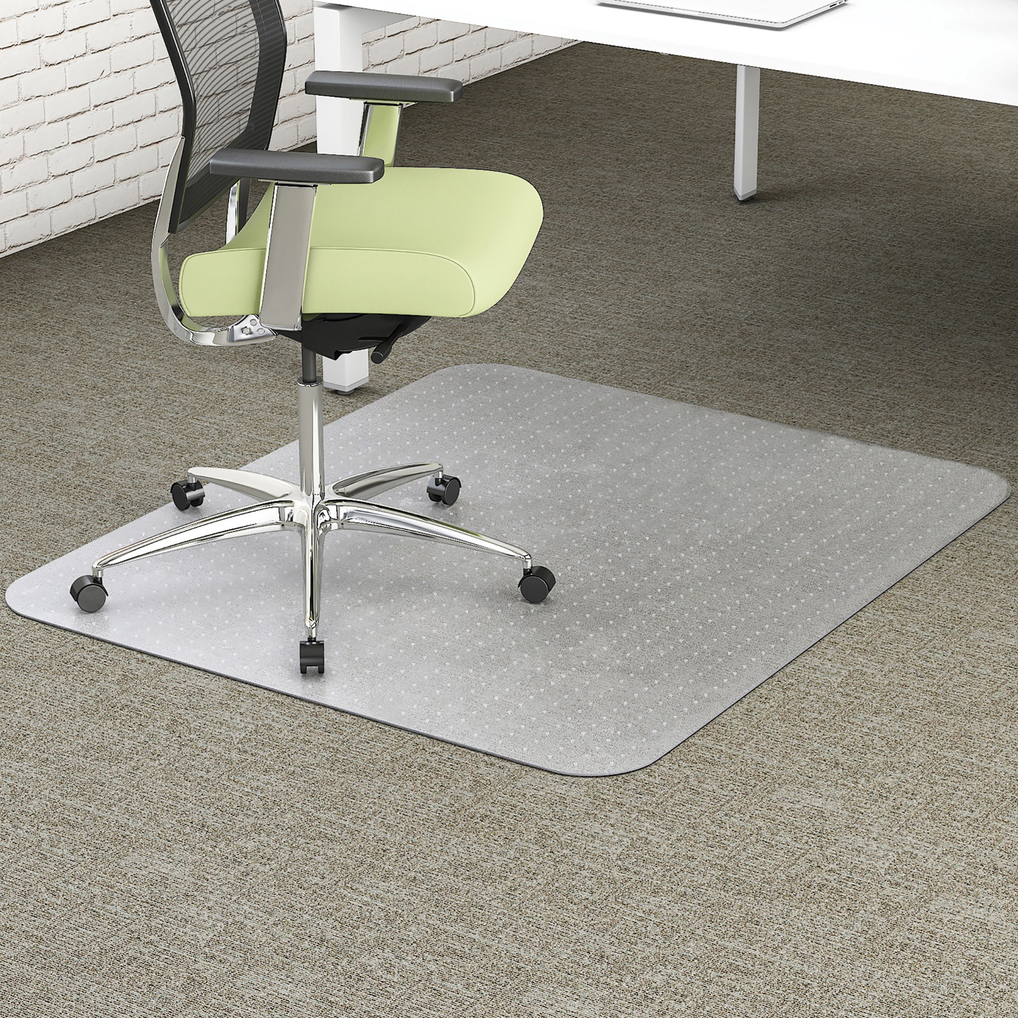 Marbig Enviro PET Chair Mat Notched Based For Low Pile Carpet 116 x 152cm Clear