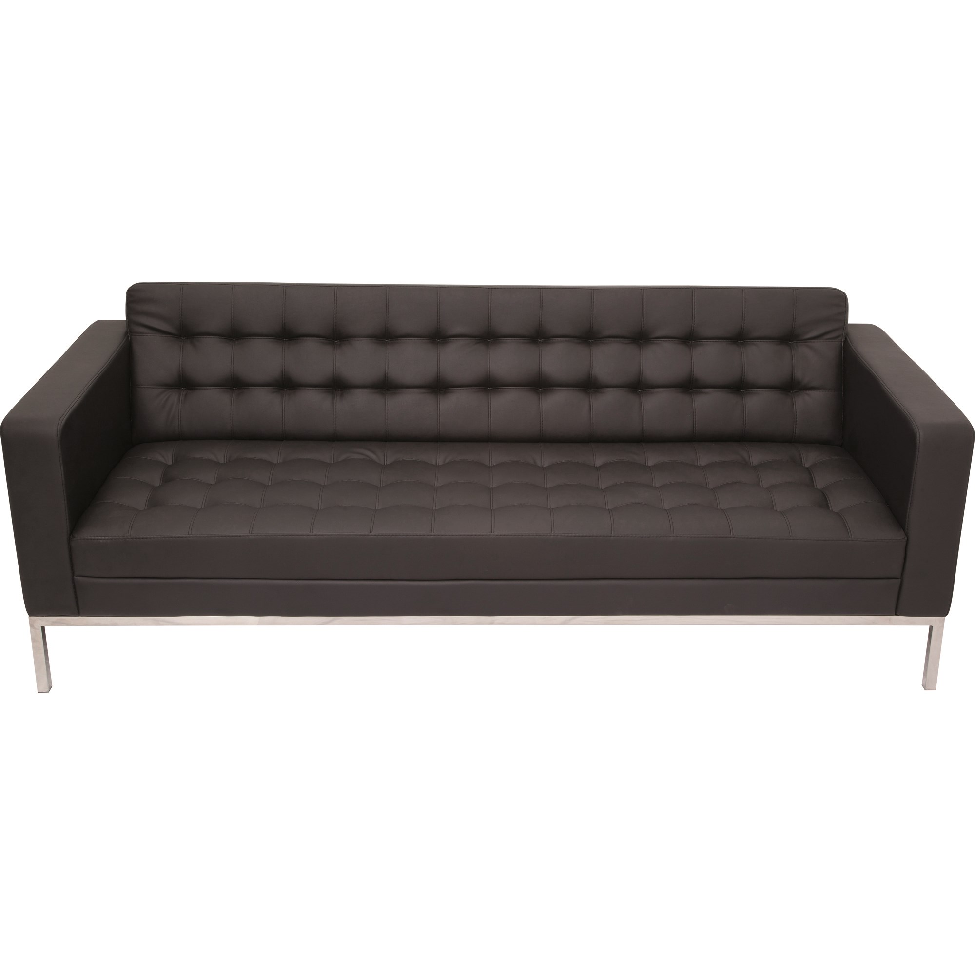 Rapidline Venus Triple Sofa Stainless Steel Frame Button Finish Black PU Upholstery