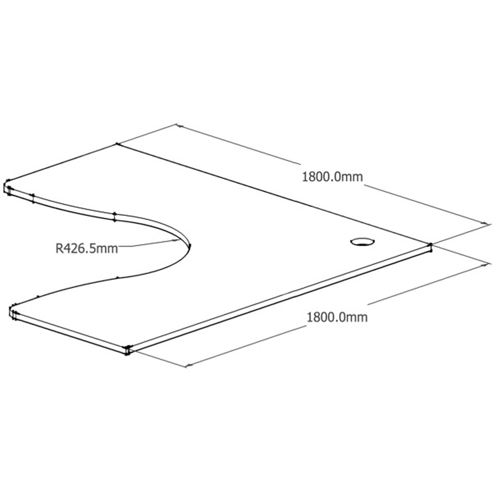 Rapidline Corner Workstation Top Only 1800/1800W x 700D x 25mmD With Cable Port White