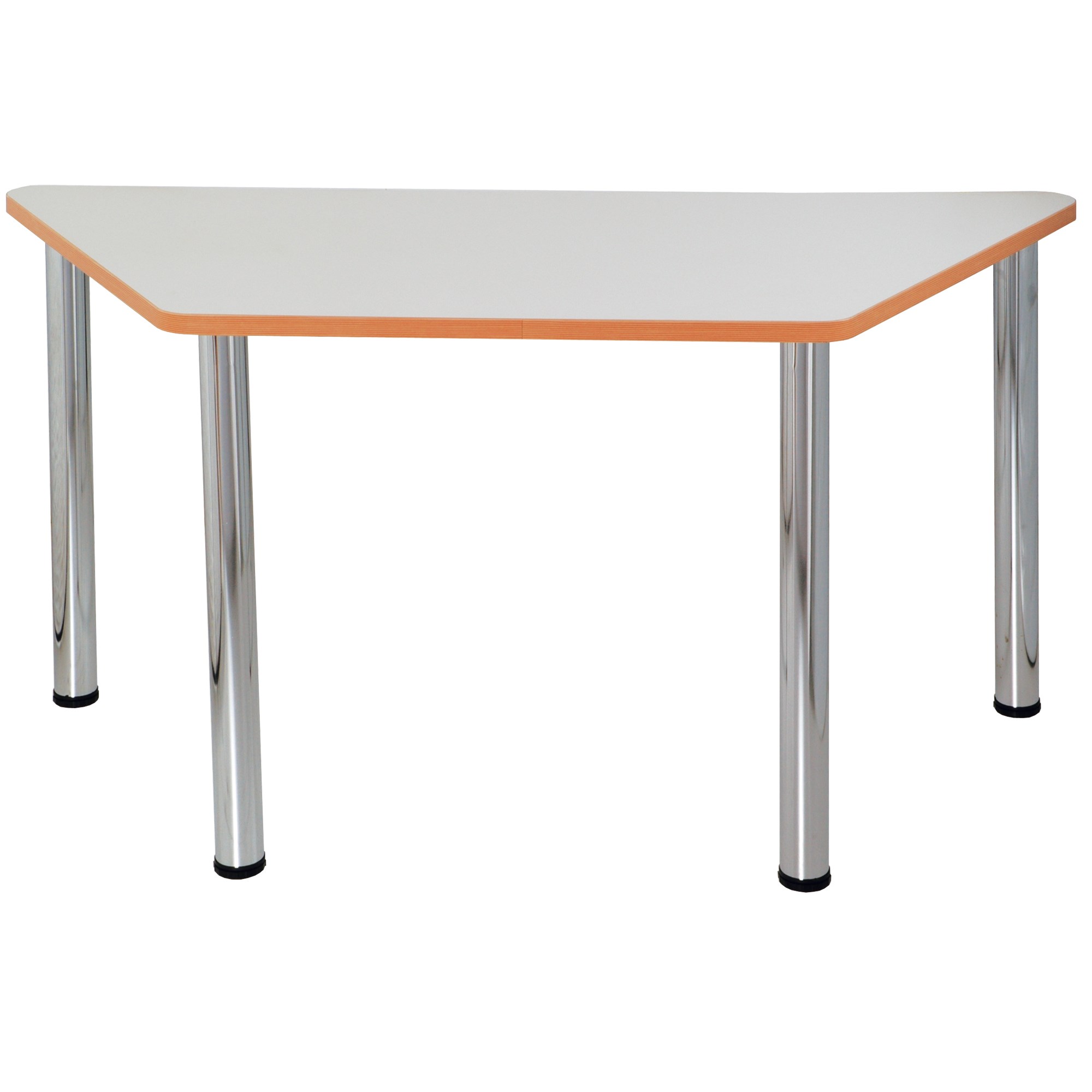 Sylex Quorum Geometry Meeting Table Trapezoid 1500W x 750D x 740mmH Chrome And Off White