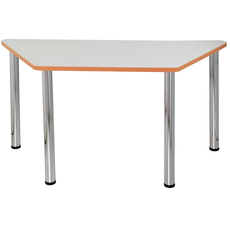 Sylex Quorum Geometry Meeting Table Trapezoid 1500W x 750D x 740mmH Chrome And Off White