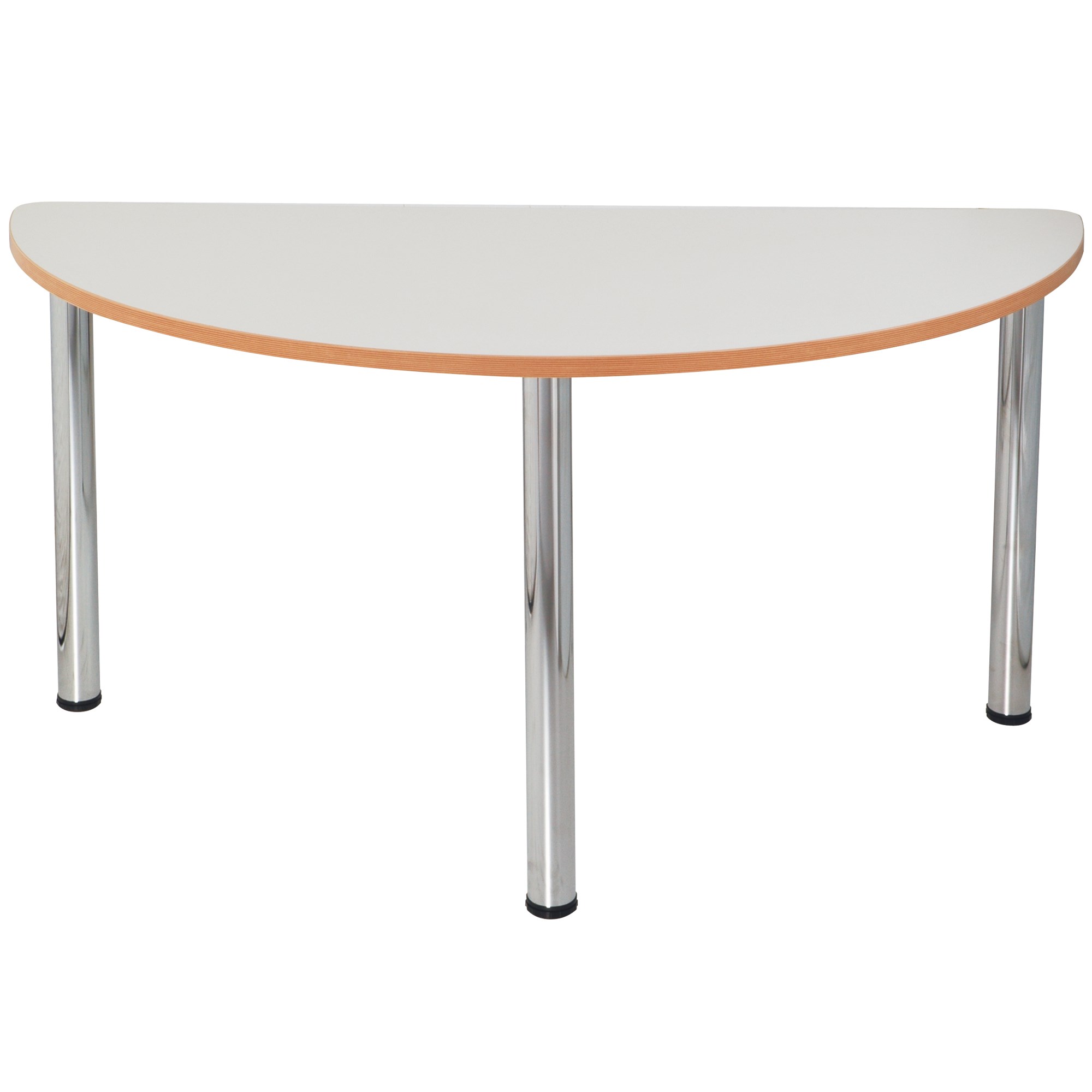 Sylex Quorum Geometry Meeting Table Half Round 1500W x 750D x 740mmH Chrome And Off White