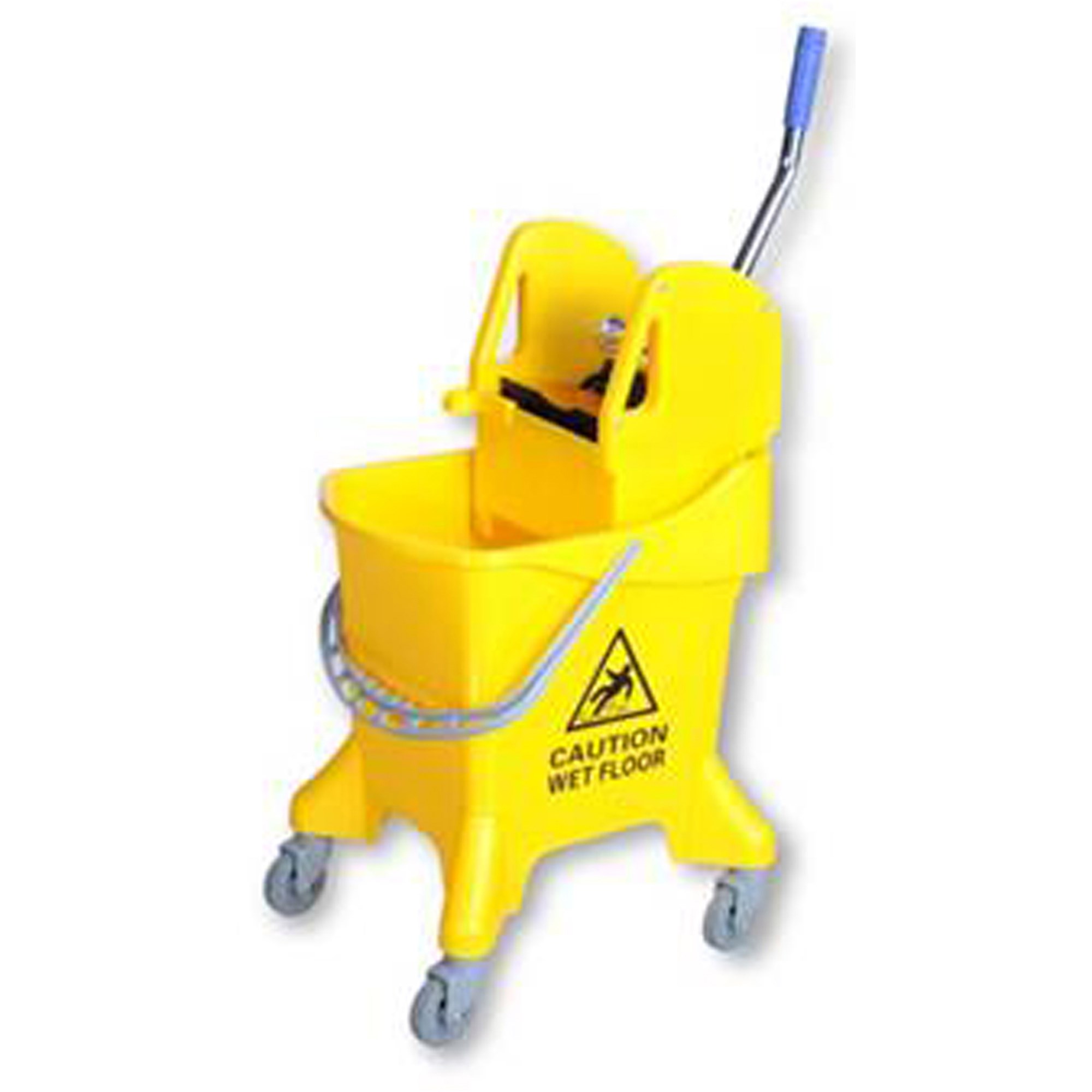 Cleanlink Heavy Duty Plastic Mop Bucket Metal Wringer 31 Litres Yellow