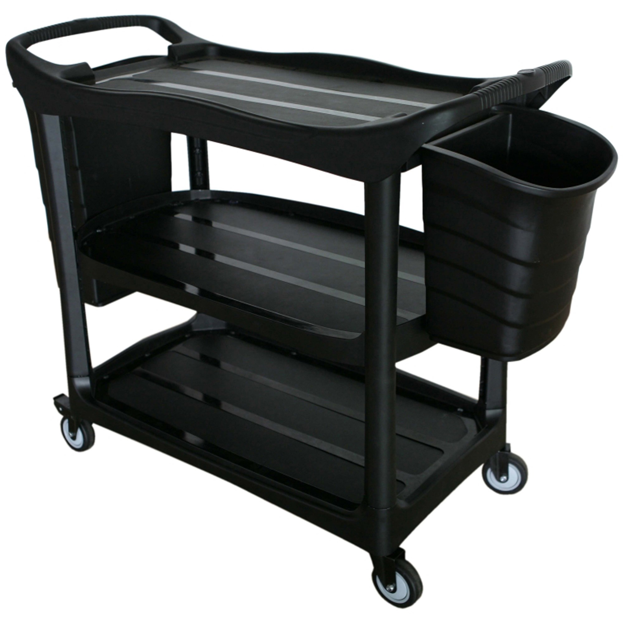 Cleanlink Utility Trolley 3-Tier Trolley With Two Buckets Black