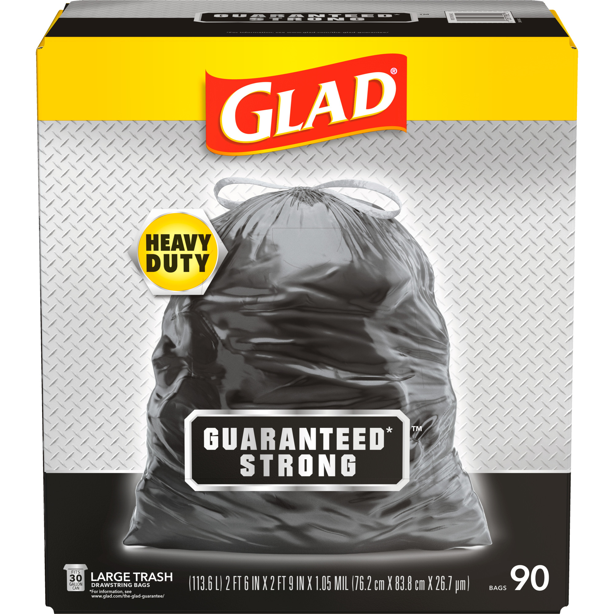 Clorox Glad Guaranteed Strong Trash Bags 30 Gallon 90 Count Black 1 / cs