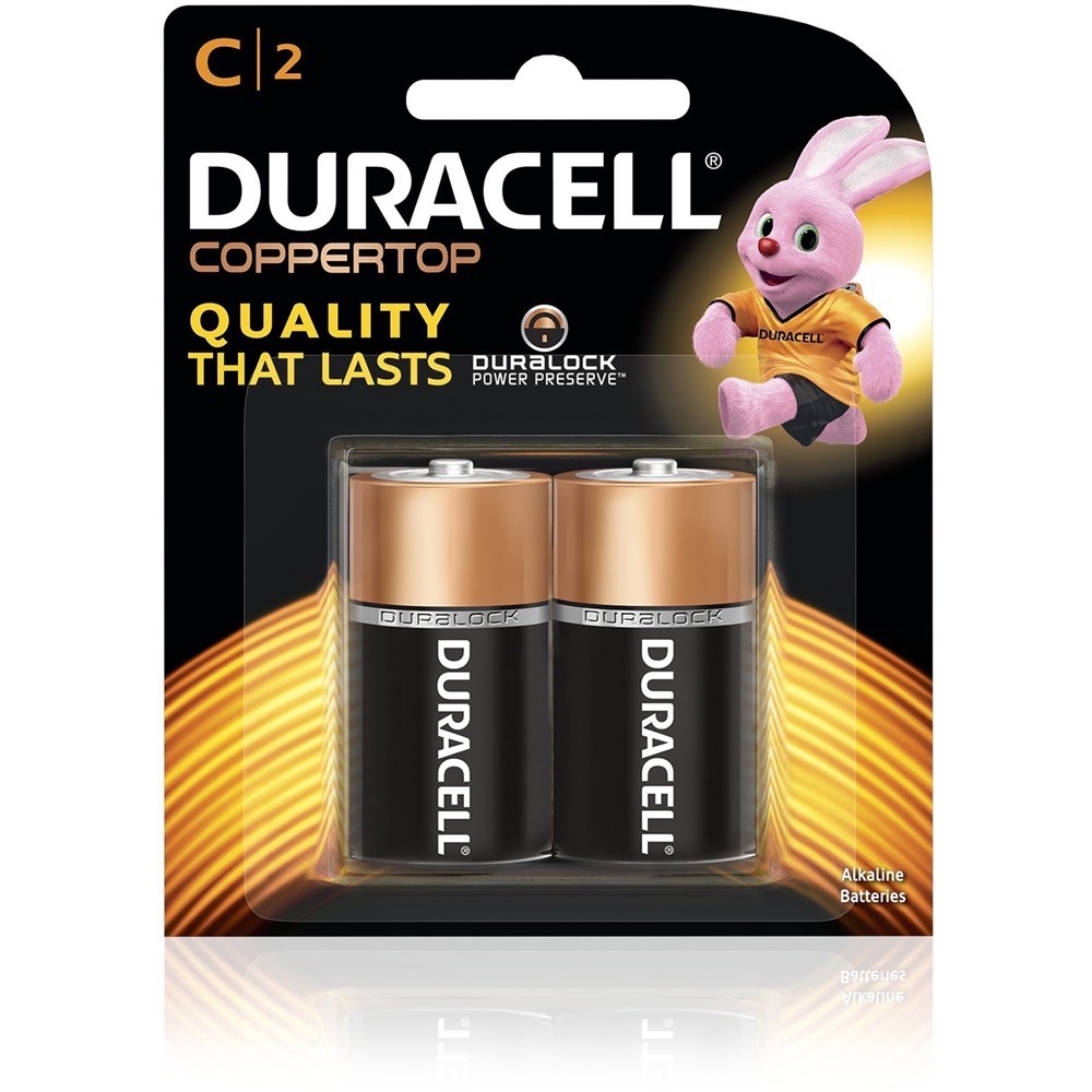 Duracell Coppertop Alkaline Battery Size C Pack  Of 2