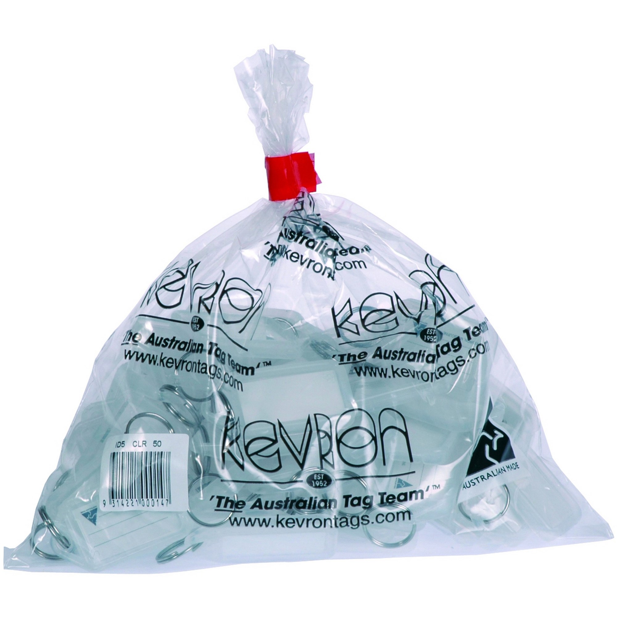 Kevron ID5 Key Tags 56 x 30mm Clear Bag Of 50