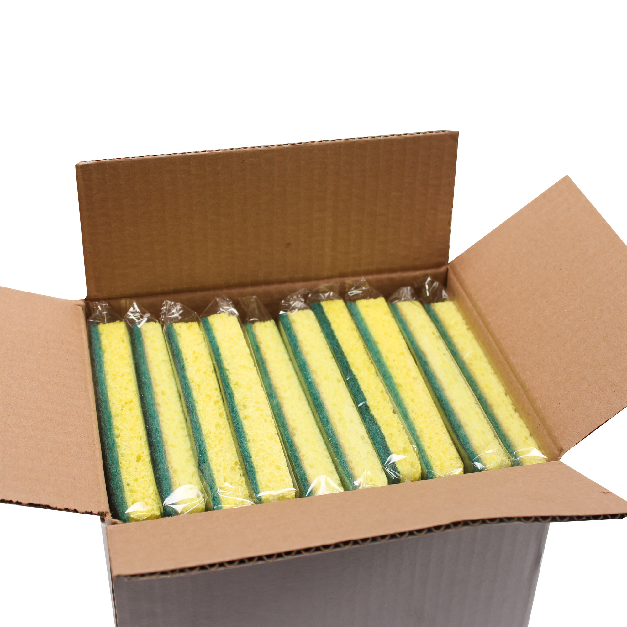 Performance Plus Cellulose Scrubbing Sponge Green/Yellow Med. Duty 6.25 x 3.25 20 / cs