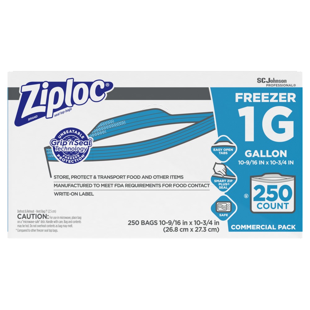 SC Johnson Professional Ziploc Brand Freezer Bags 1 Gallon 250 / cs
