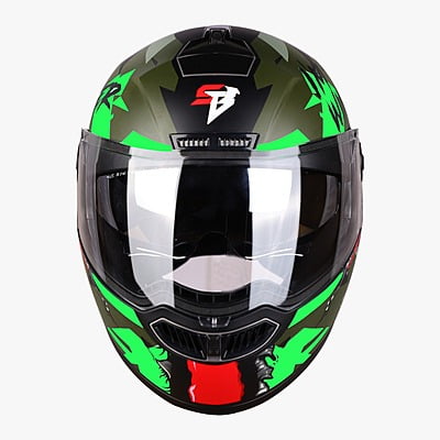 STEELBIRD SBA-7 ISS WINNER MATT BLACK/FLUO GREEN C/V (L)