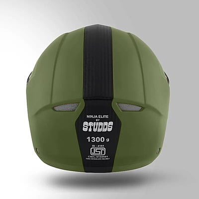 STUDDS NINJA ELITE MILITARY GREEN WITH CARBON STRIP C/V (XL)