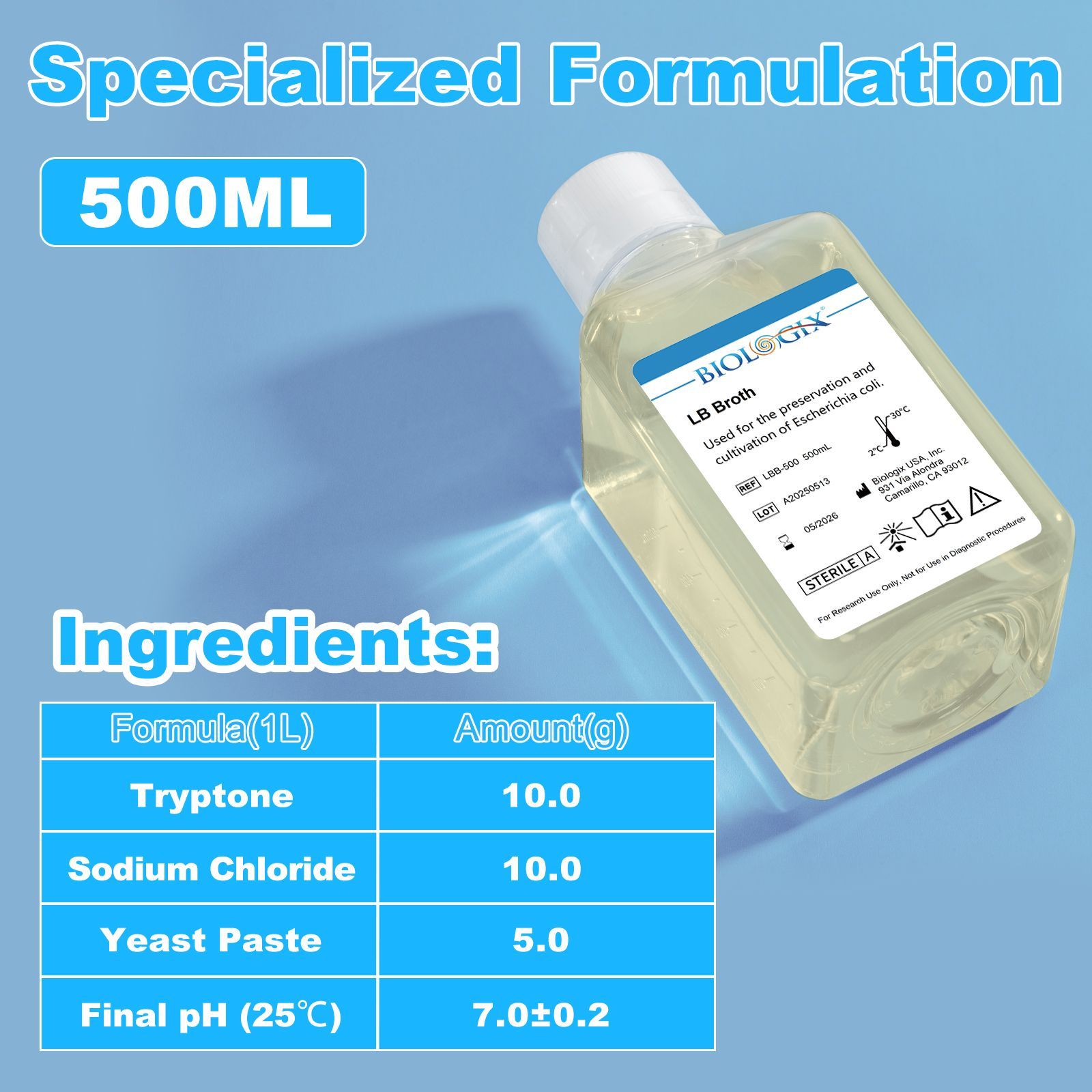 LB Broth Medium 500mL